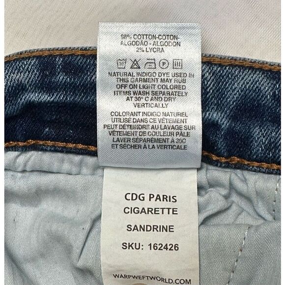 Warp+Weft Women’s CDG Paris Cigarette Sandrine Jeans Size 29 - Picture 11 of 12